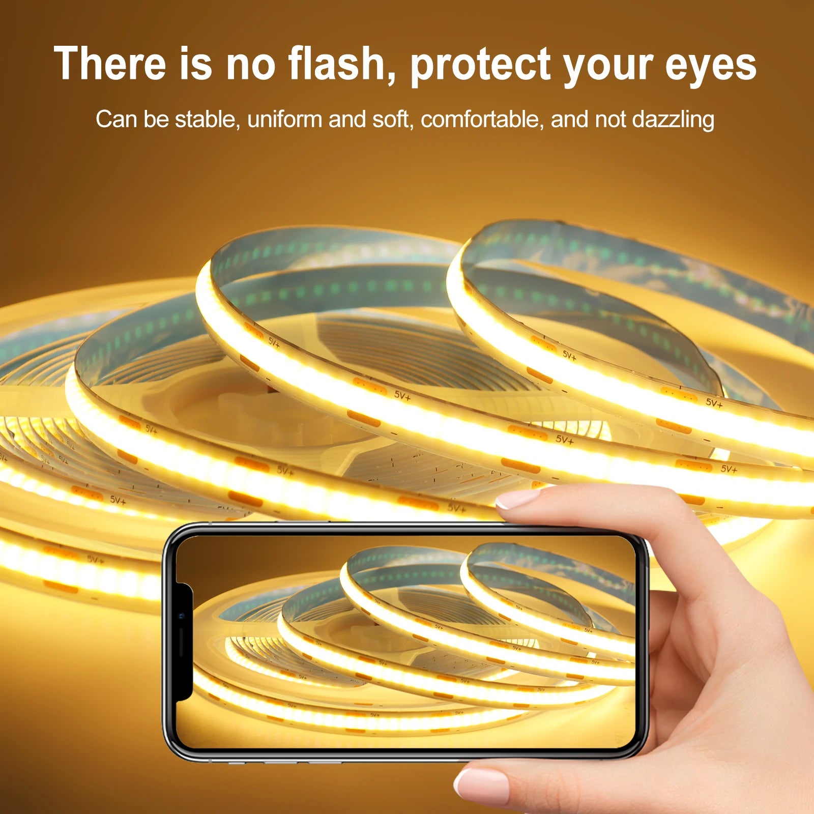 New 5V LED COB Light Strip Dimmable With Touch Sensor/ON OFF Switch USB Flexible LED Tape Christmas TV Backlight Adhesive Tape