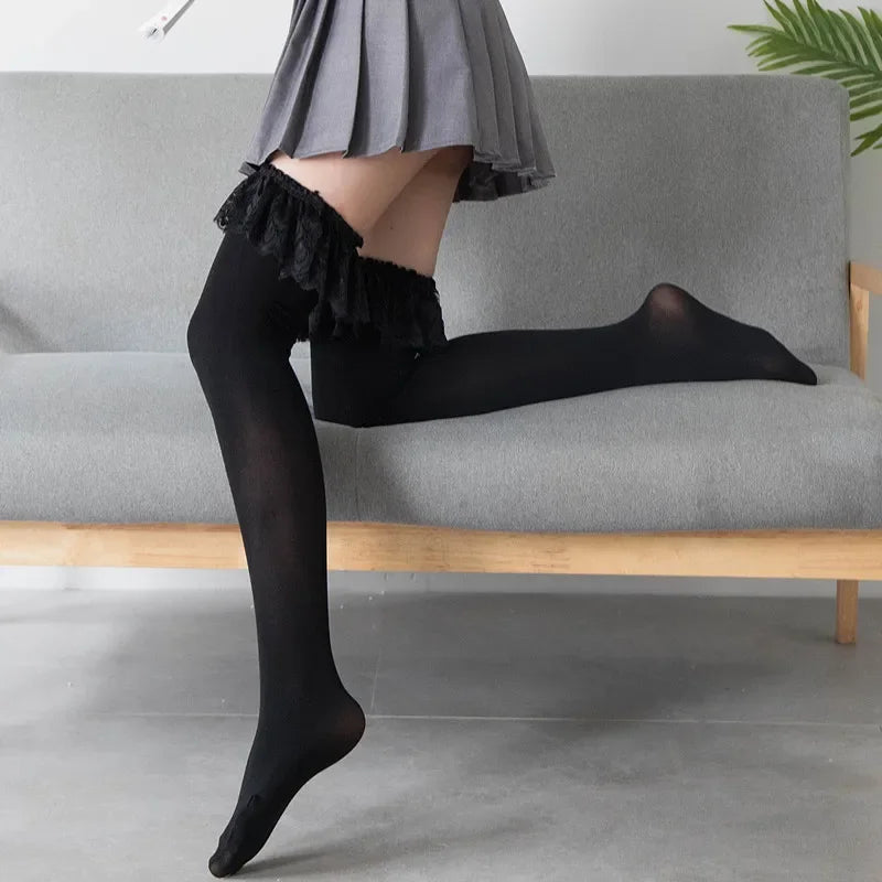 Lace Ruffle Lolita Knee-High Cosplay Socks