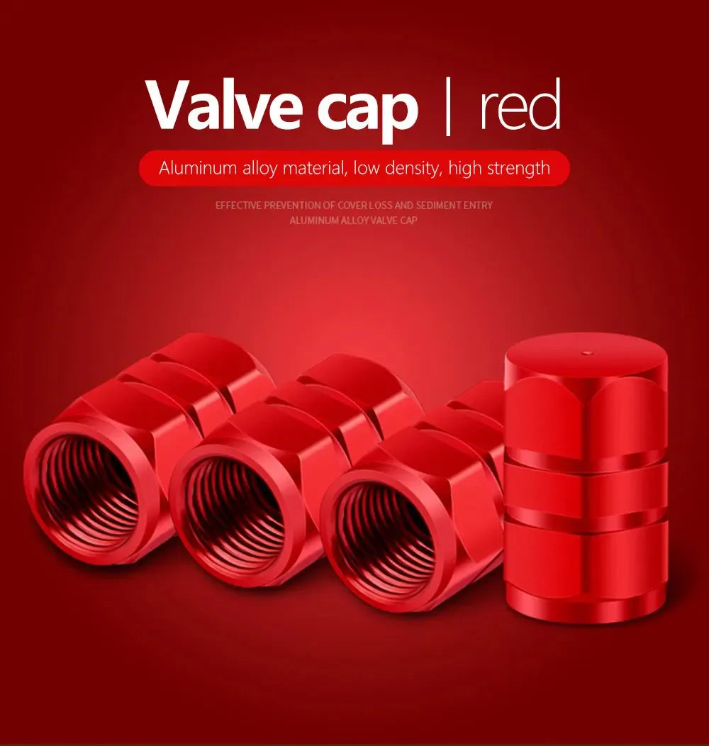 Aluminum Alloy Car Tire Valve Caps Airdust Waterproof Tyre Rim Stem Cover for Automobiles Motorcycles Bikes 4Pcs