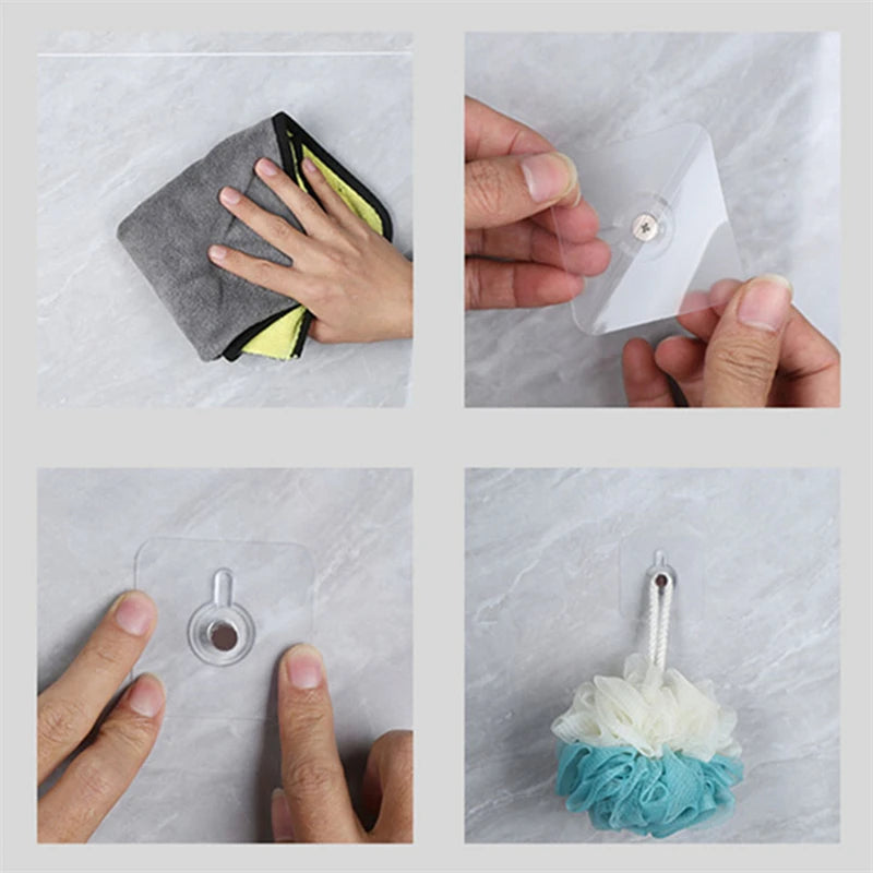 6-30Pcs Screw Wall Hooks Self Adhesive Hangers Seamless Nail Screw Free Sticker Hook for Wall Mount Kitchen Bathroom Home Office