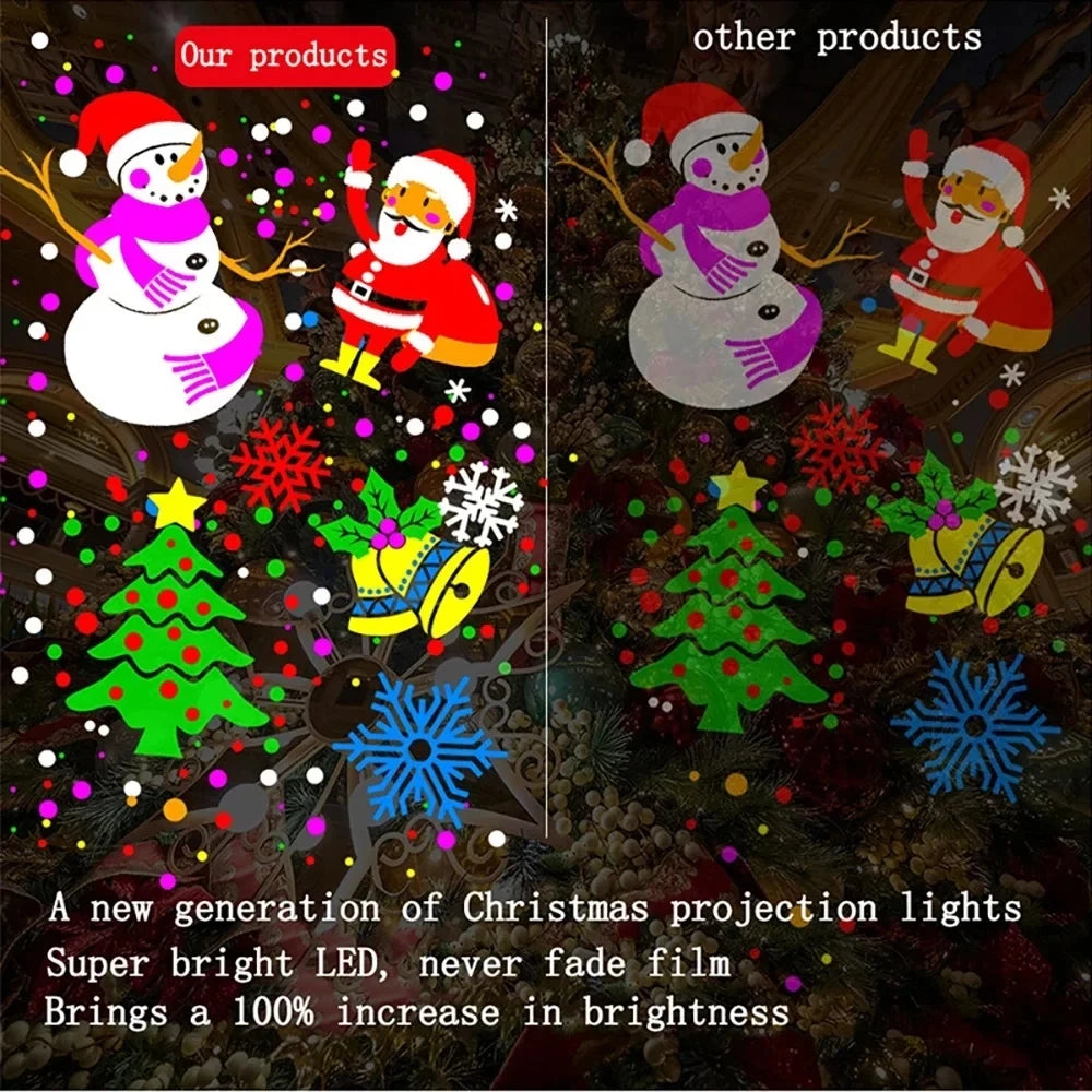 2024 Projector Led  Lights Christmas DJ Party Lights Stage Light 1PC 16 Patterns Indoor and Outdoor Laser Lamp Holiday Lighting
