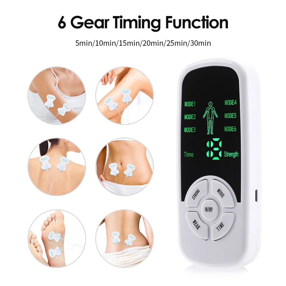 Portable EMS TENS Unit Muscle Stimulator 6 Mode Body Massager