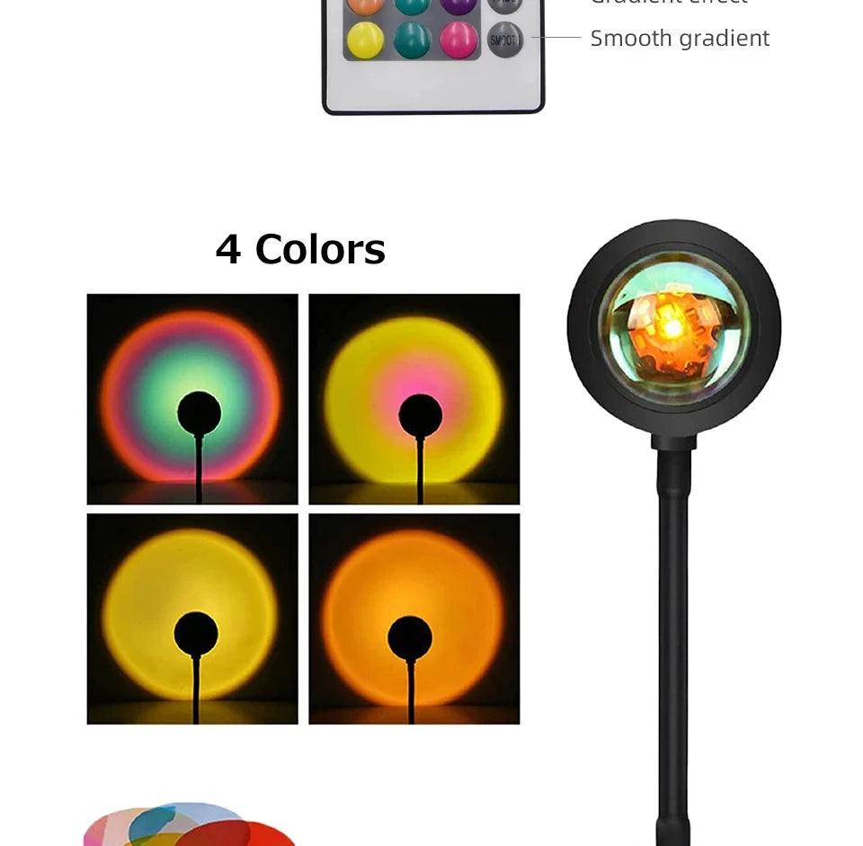 Sunset Projector Lamp Bluetooth Night Light Rainbow Atmosphere Light Room Decor Background Wall Decoration Bedroom Table Lamp