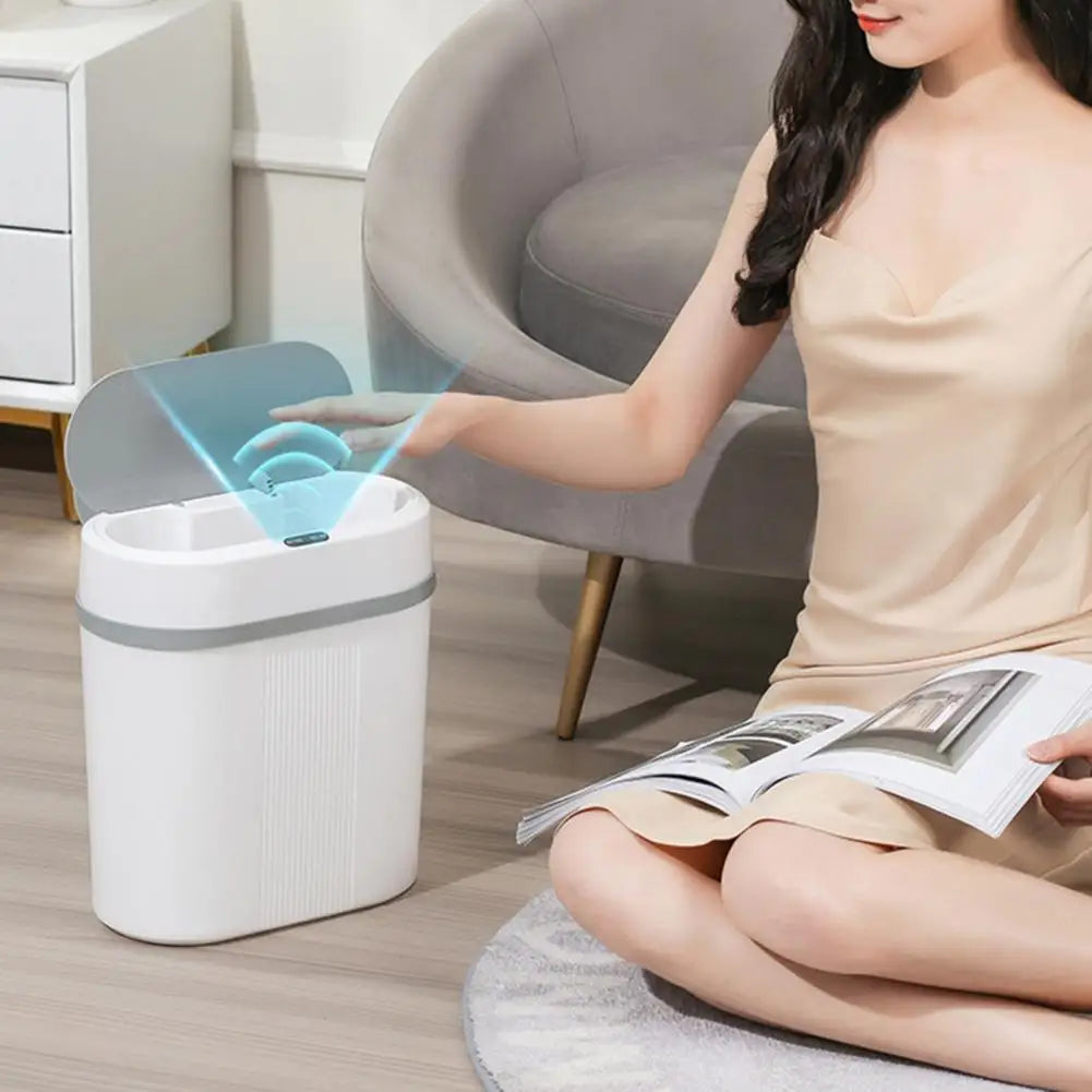 Lixeira de Cozinha de Modo Duplo de 12L Lixeira de Indução Inteligente à Prova de Água Lixeira Automática Inteligente para Casa de Banho