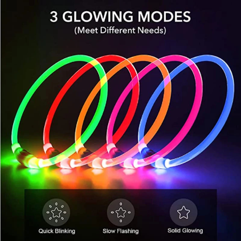 USB Rechargeable LED Luminous Safety Dog Collar - Cut-to-Fit