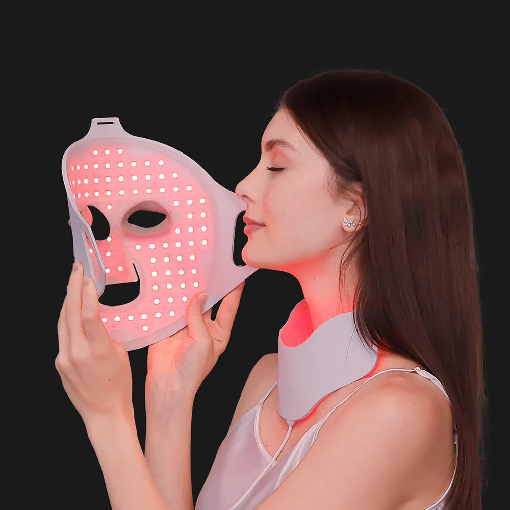 Professional 7-Color LED Facial & Neck Mask – 168 LED Therapy | Medical-Grade Silicone
