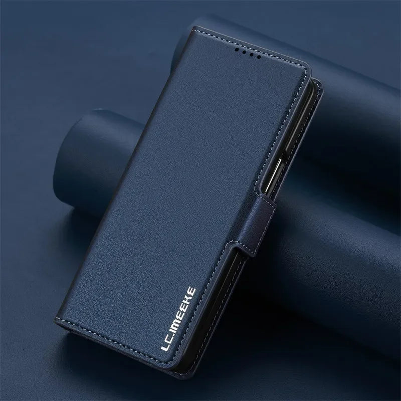 Magnetic Flip Leather Phone Case for Samsung Galaxy Z Fold 7 6 5 4 3 5G Fold6 Fold5 Fold4 Wallet Card Cover Etui Coque