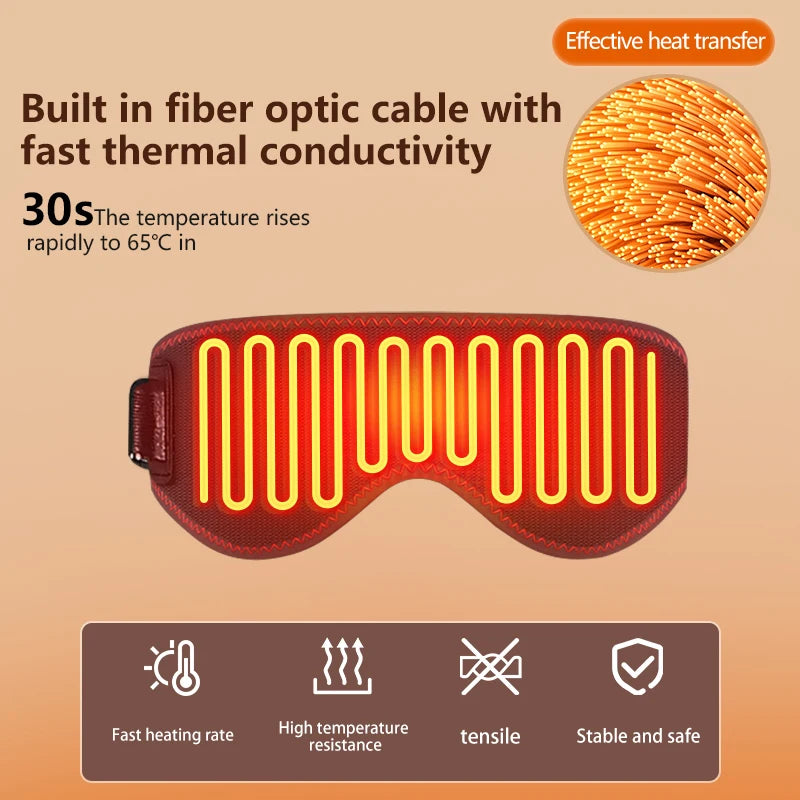Portable Electric Heated Eye Massager USB-Powered Winter Warm Eye Mask Dry Circle Relief Sleep Aid Stress Fatigue Reduction