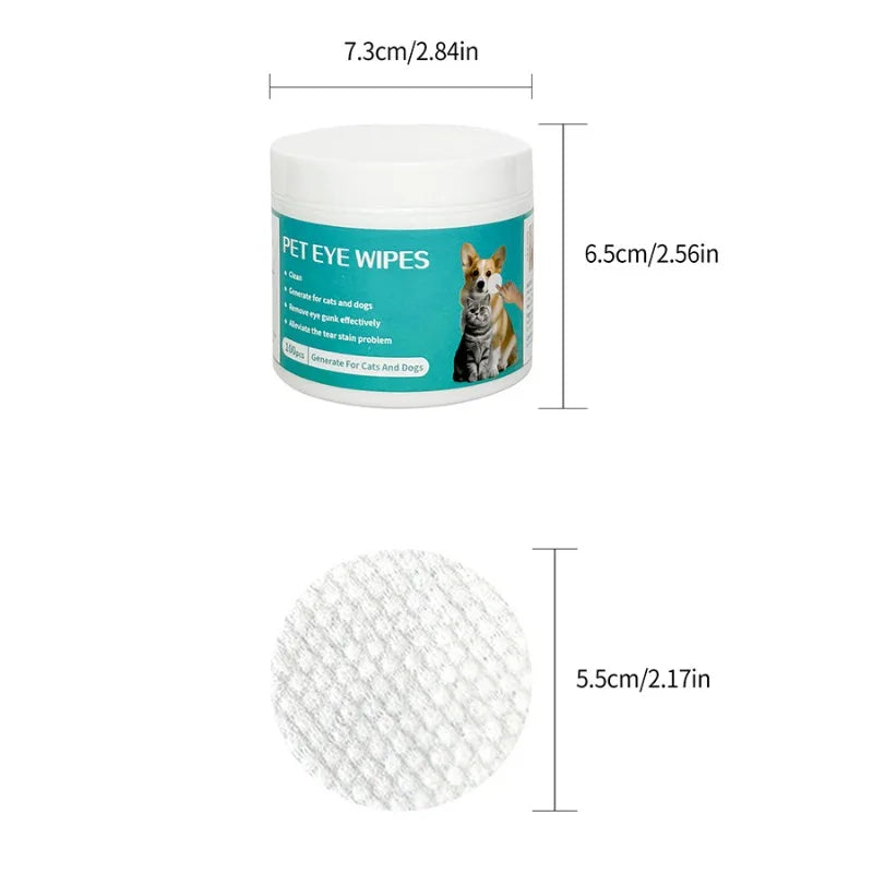 100-Pack Pet Eye Tear Stain Remover Grooming Wipes