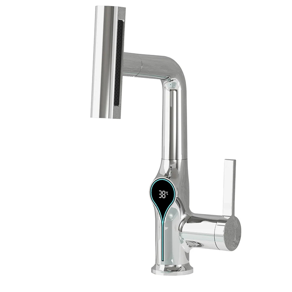 Digital Waterfall Basin Tap with LED Temperature Display