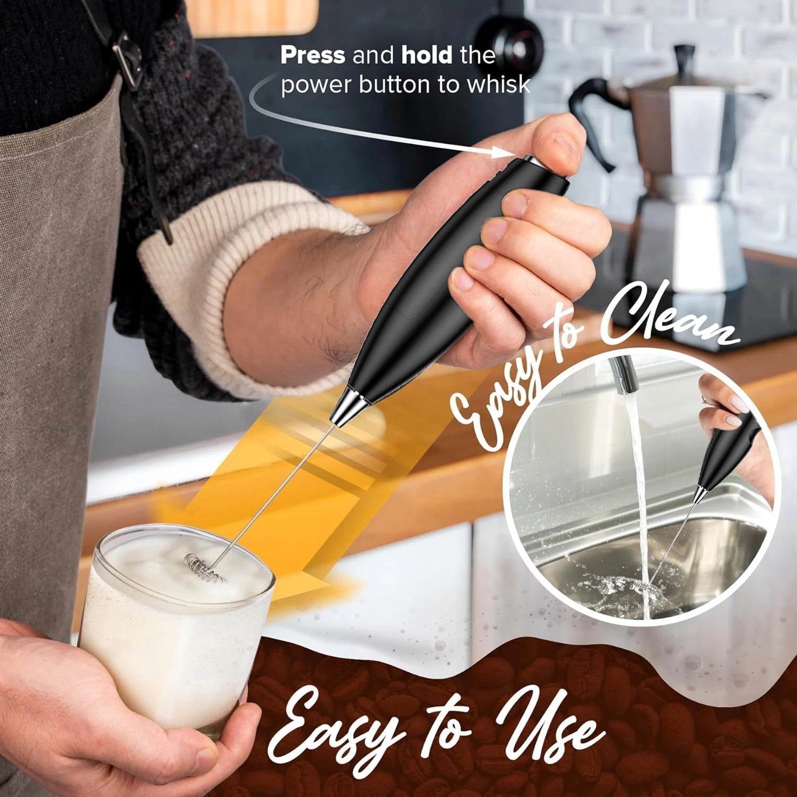 Handheld Milk Frother and Mini Whisk Mixer
