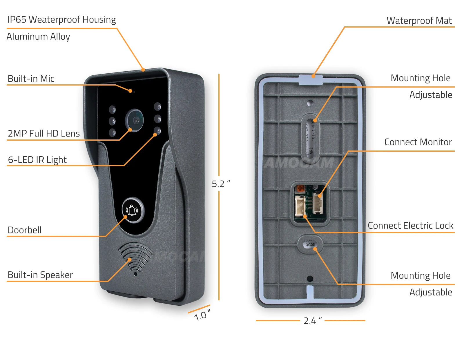 Wireless WiFi Video Intercom System 1080P Smart Video Doorbell for Home Touch Screen 32G Card 2 Way Audio TUYA APP Unlock 4 Wire