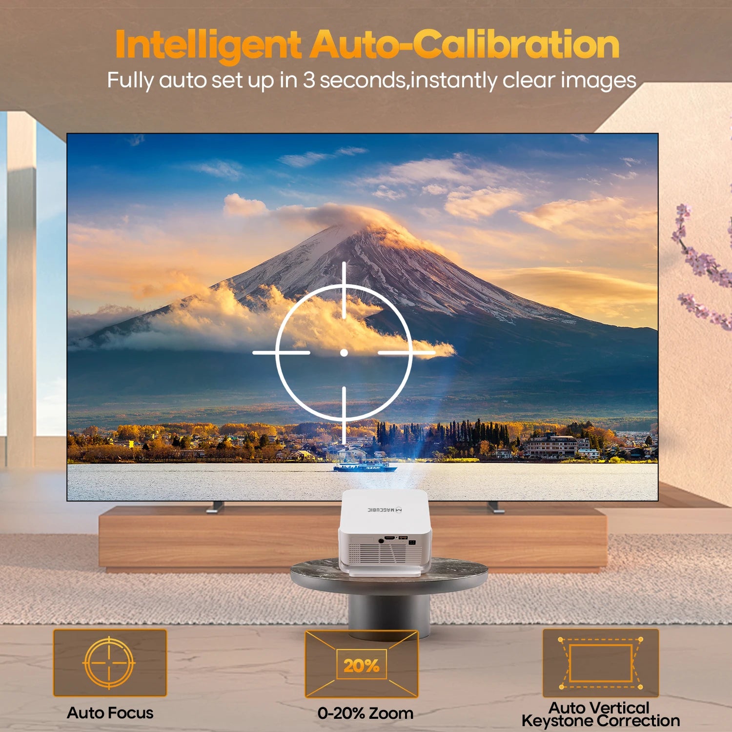 Magcubic Auto Focus Android 14 4K Projector 400ANSI 8K Native 720P HY300Max With Wifi6 BT5.4 Allwinner H726 Portable Outdoor
