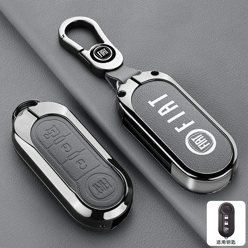 Leather Car Remote Key Case Cover Shell Protector for Fiat Ducato 500 500L Panda Grande Punto Lancia Musa Keychain Accessories