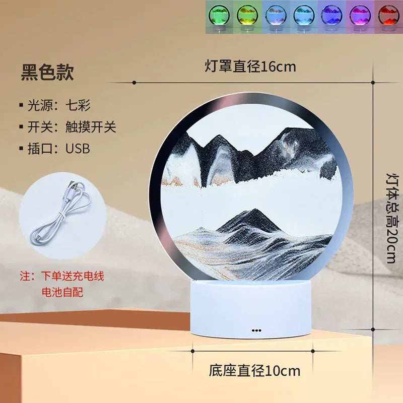 AuraSphere RGB – 3D Moving Sand Art Lamp with 16-Color LED