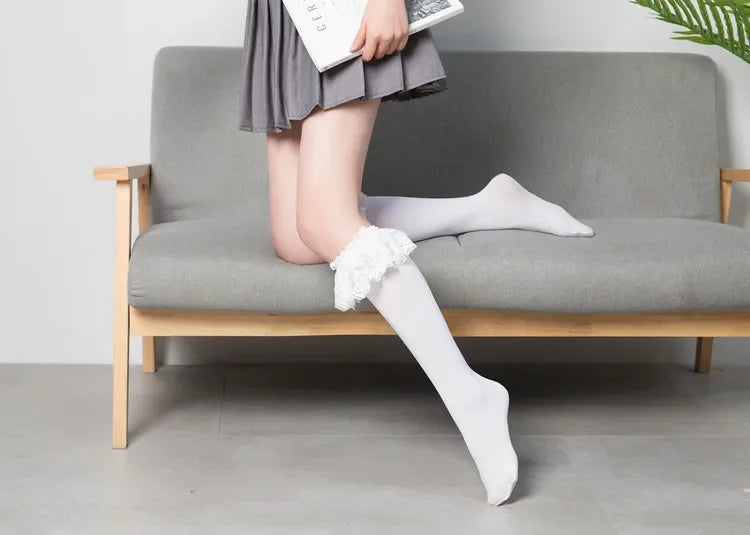 Lace Ruffle Lolita Knee-High Cosplay Socks