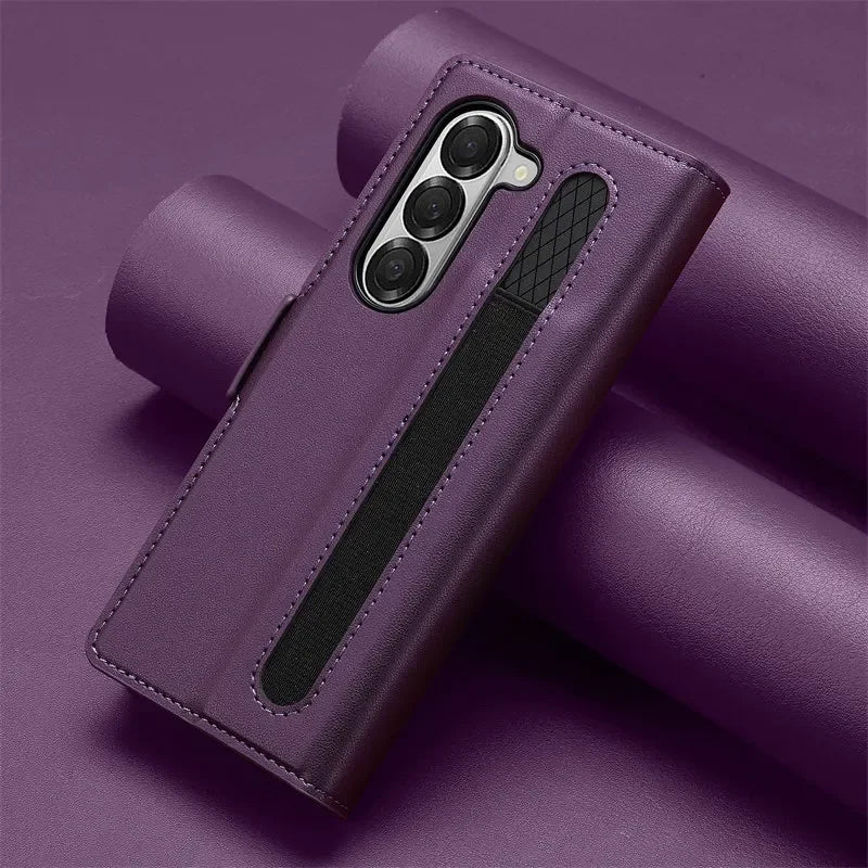 Magnetic Flip Leather Phone Case for Samsung Galaxy Z Fold 7 6 5 4 3 5G Fold6 Fold5 Fold4 Wallet Card Cover Etui Coque