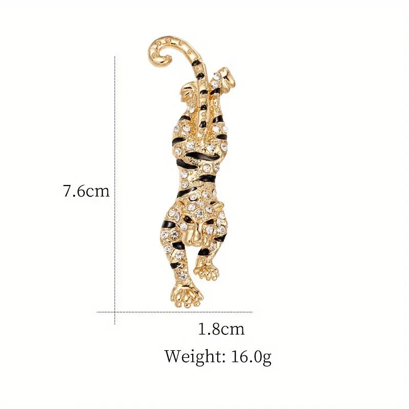 Exquisite Crystal Tiger Brooch Elegant Suit Clothing Badge