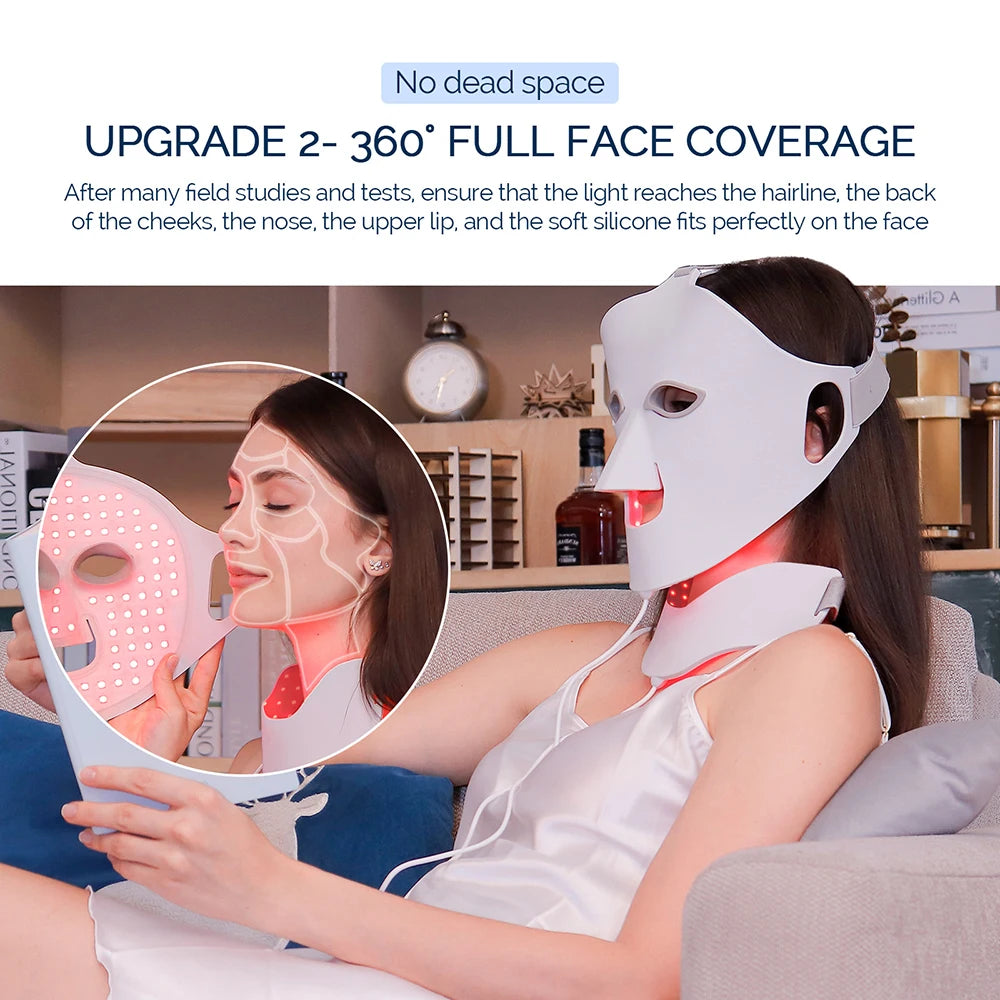 Professional 7-Color LED Facial & Neck Mask – 168 LED Therapy | Medical-Grade Silicone