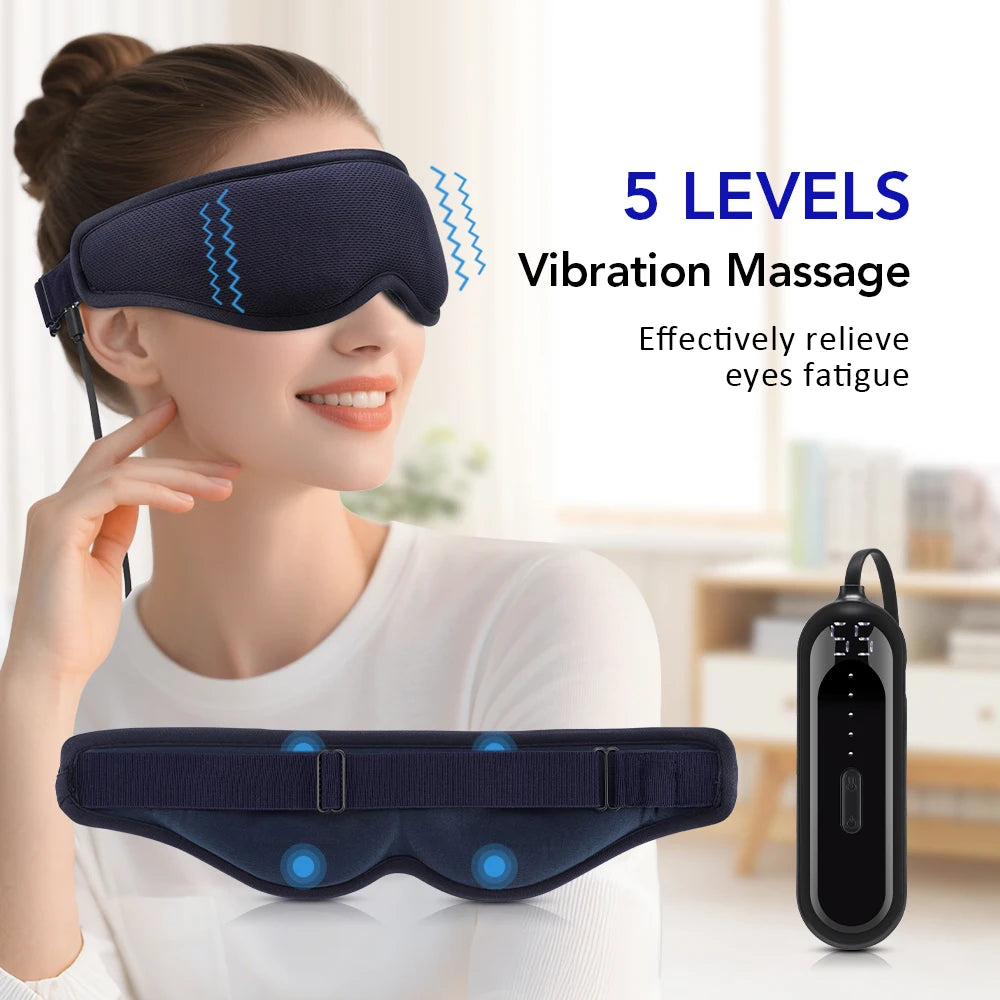 Hot Compress and Massage Eye Mask Electric Heated Eye Massager for Relieve Eye Strain Dark Circles Sleeping Mask Eyeshades