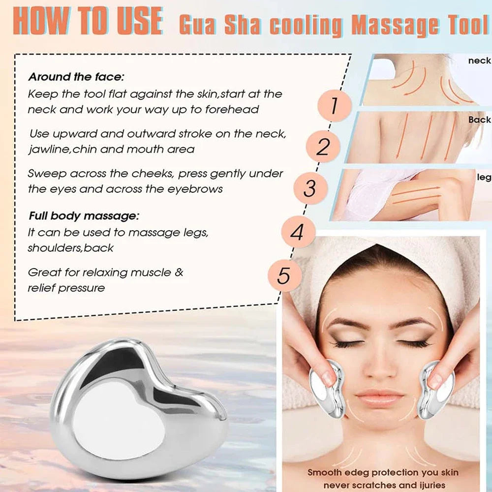 Gua Sha Board Ice Globes for Facials Stainless Steel Ice Roller for Face and Neck Facial Cryo Roller Massager Skin Care Tool