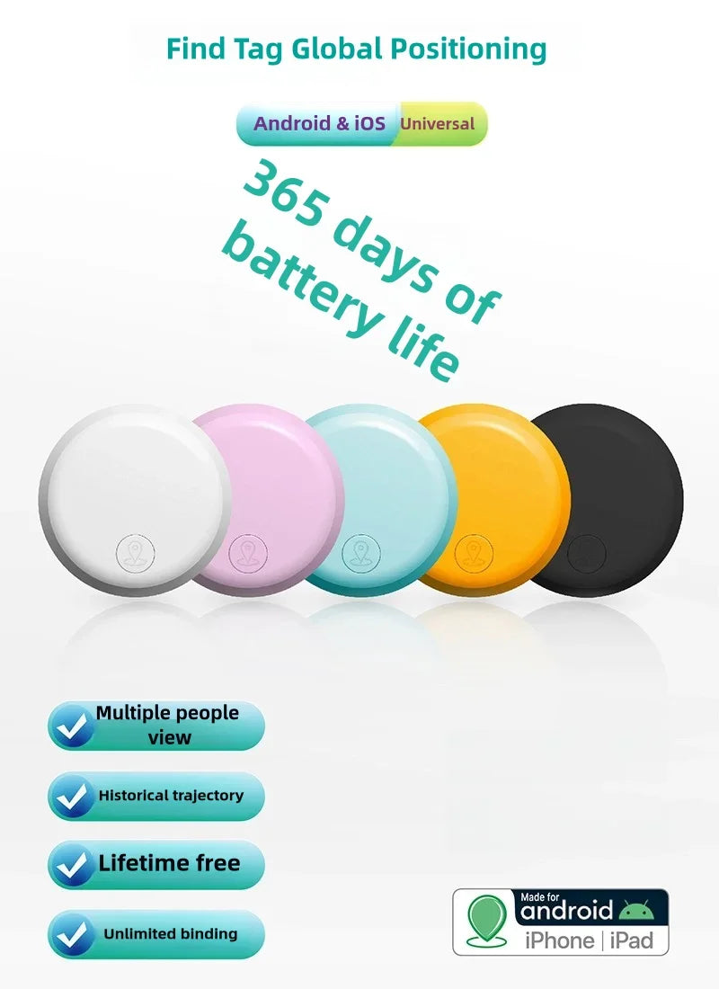 GPS Bluetooth Airtag Smart Works With Android and iOS System Mini Locator Tag Tracker Finder