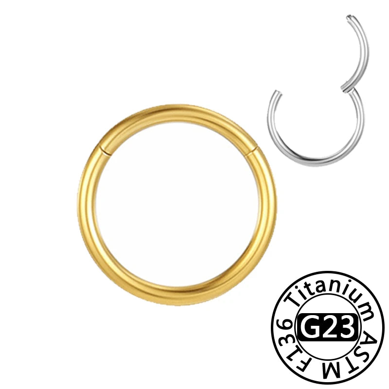 G23 Titanium 16G CZ Hinged Segment Clicker Hoop Piercing