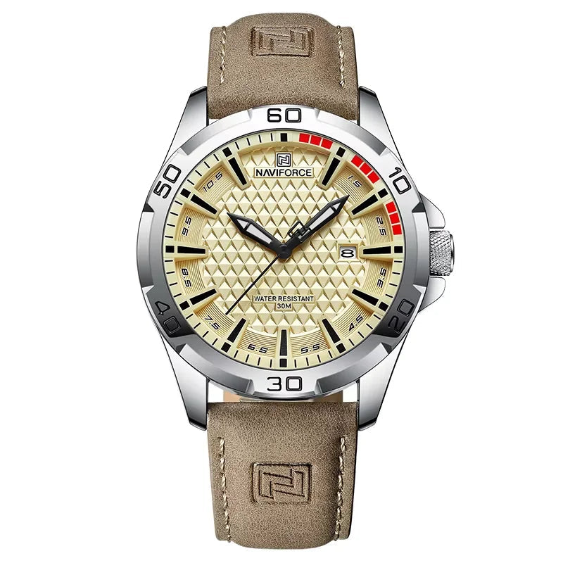 Naviforce NF8023 Quartz Calendar Business Sport Leather Watch