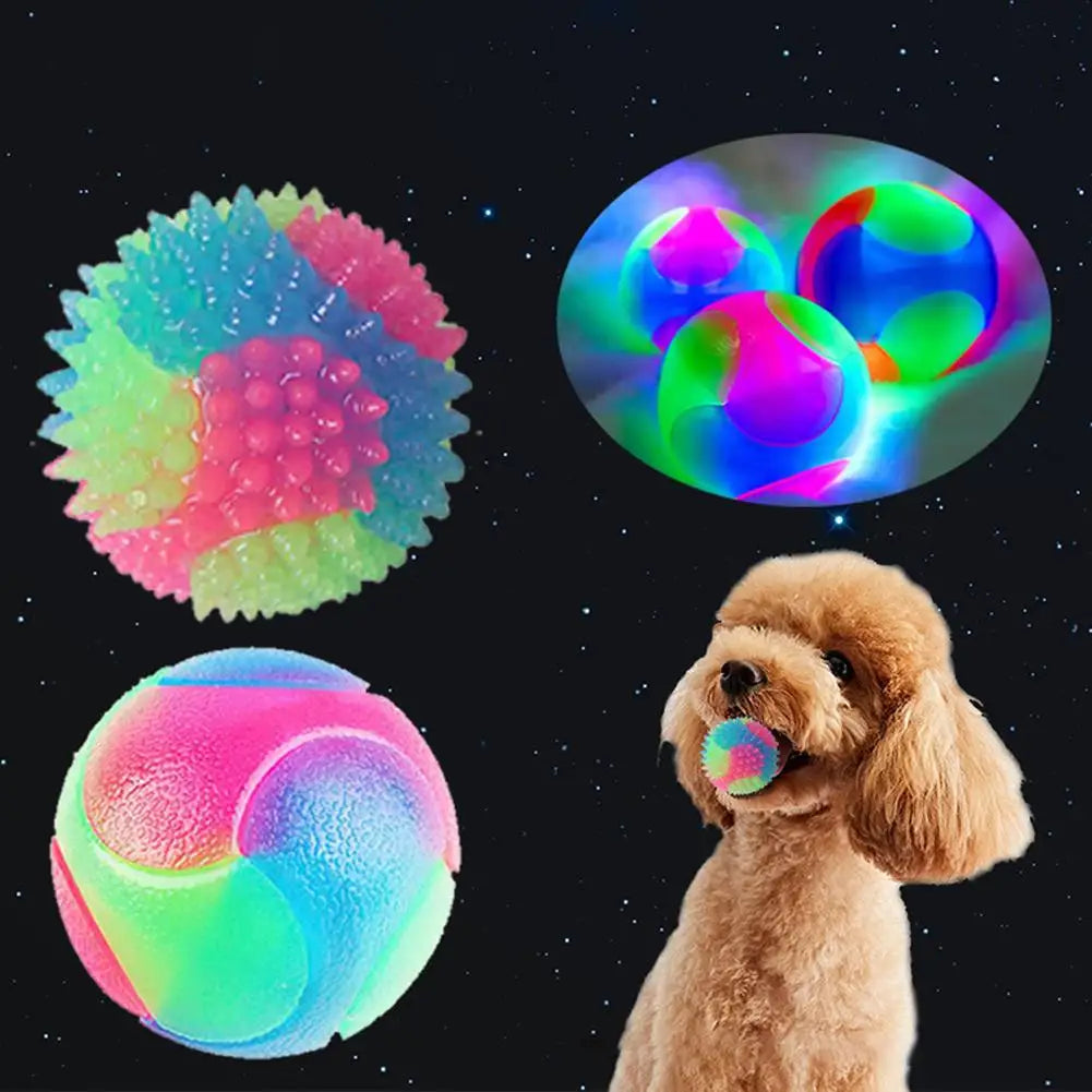 LED Glowing Elastic TPR Interactive Pet Toy Ball