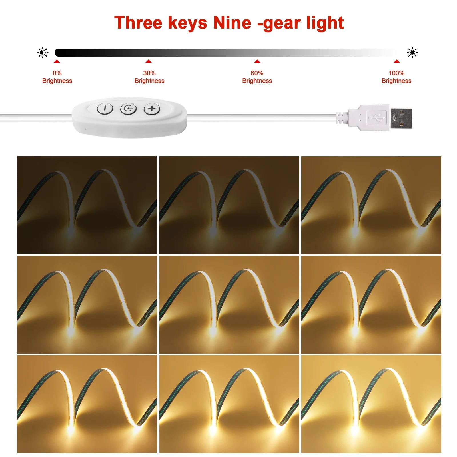 New 5V LED COB Light Strip Dimmable With Touch Sensor/ON OFF Switch USB Flexible LED Tape Christmas TV Backlight Adhesive Tape