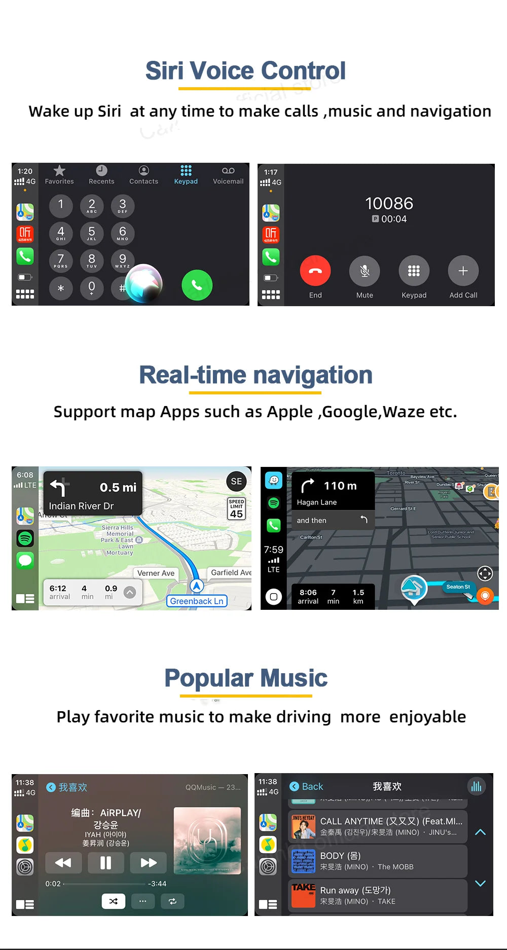 CarlinKit Wred & Wireless Android Auto & CarPlay Dongle Car USB Adapter For Aftermarket Android Car Radio Mirrorlink Split Sceen