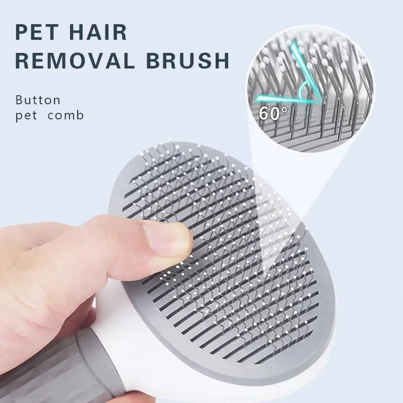 Self-Cleaning Stainless Steel Pet Grooming Brush for Dogs & Cats