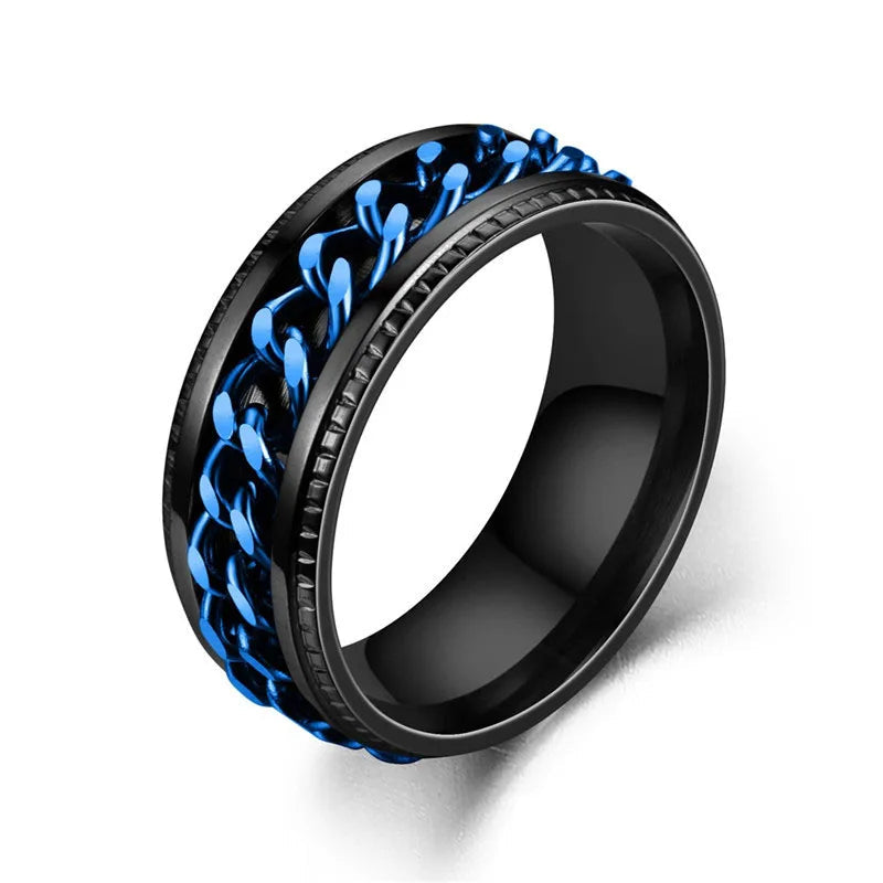 8mm Rotatable Chain Stainless Steel Fidget Spinner Ring