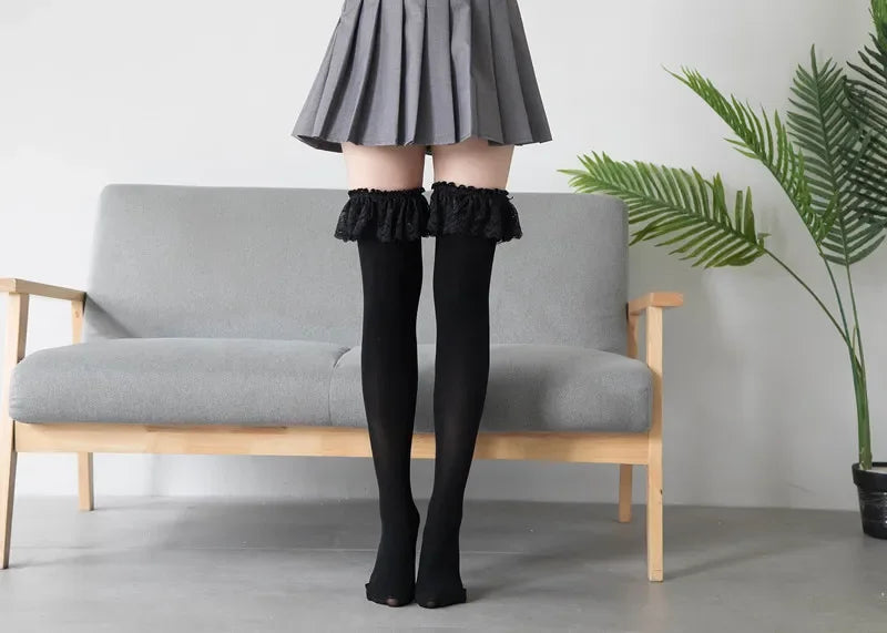 Lace Ruffle Lolita Knee-High Cosplay Socks