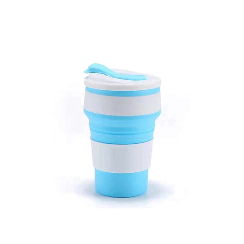350ml Collapsible Silicone Travel Coffee Cup with Lid