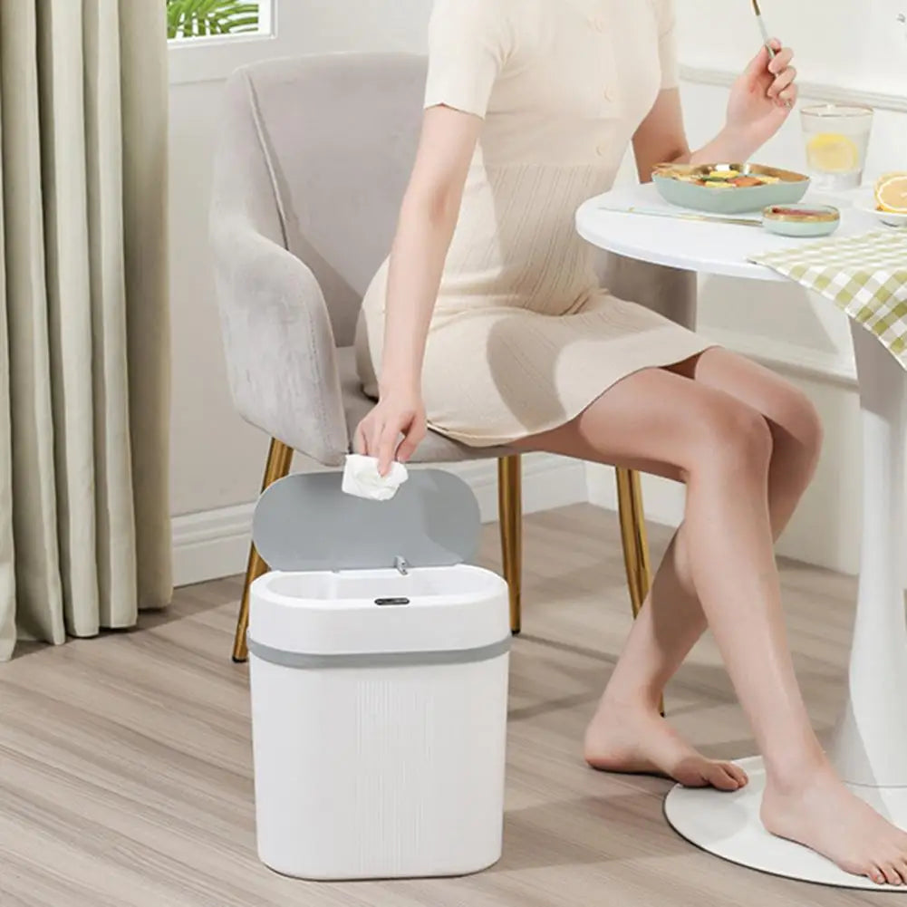 Lixeira de Cozinha de Modo Duplo de 12L Lixeira de Indução Inteligente à Prova de Água Lixeira Automática Inteligente para Casa de Banho