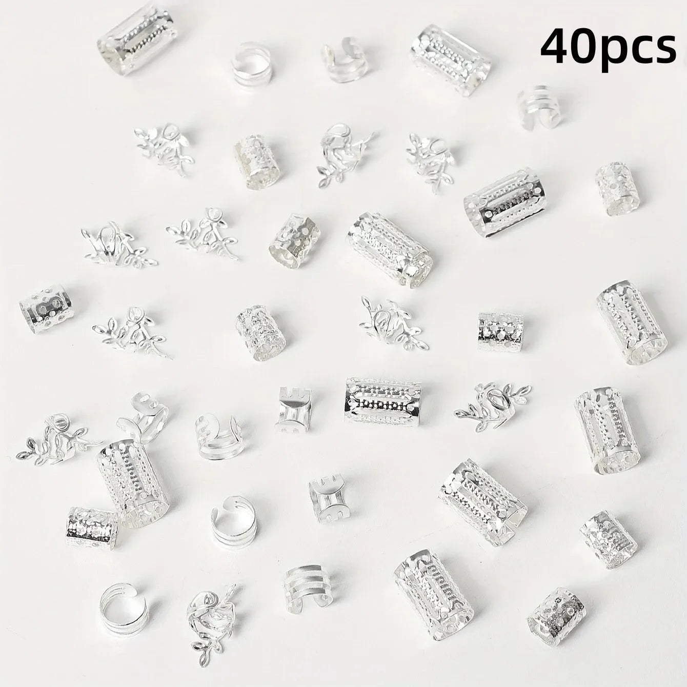 40-Piece Elegant Hollow Hair Ring Set for Braids and Locs