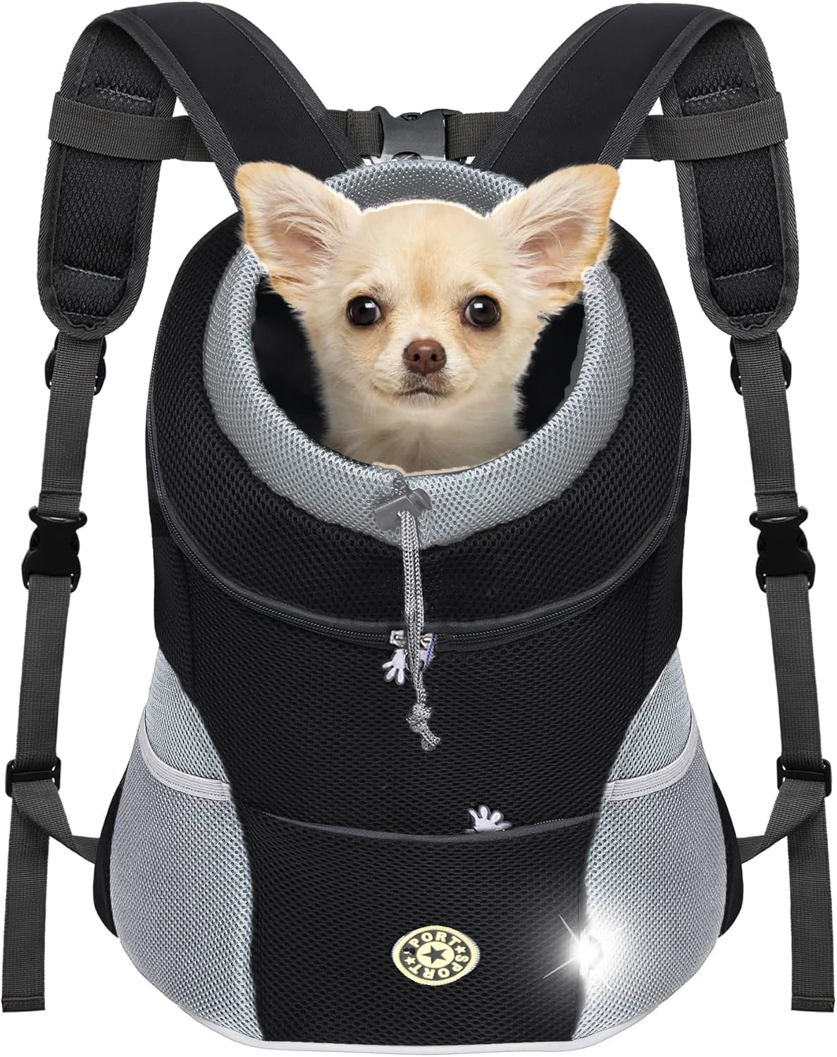 Front-Folded Ventilation Mesh Pet Backpack with Harness Lock