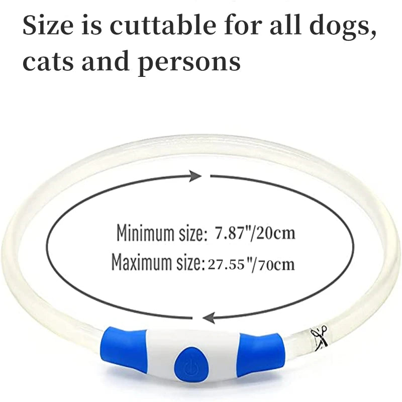USB Rechargeable LED Luminous Safety Dog Collar - Cut-to-Fit