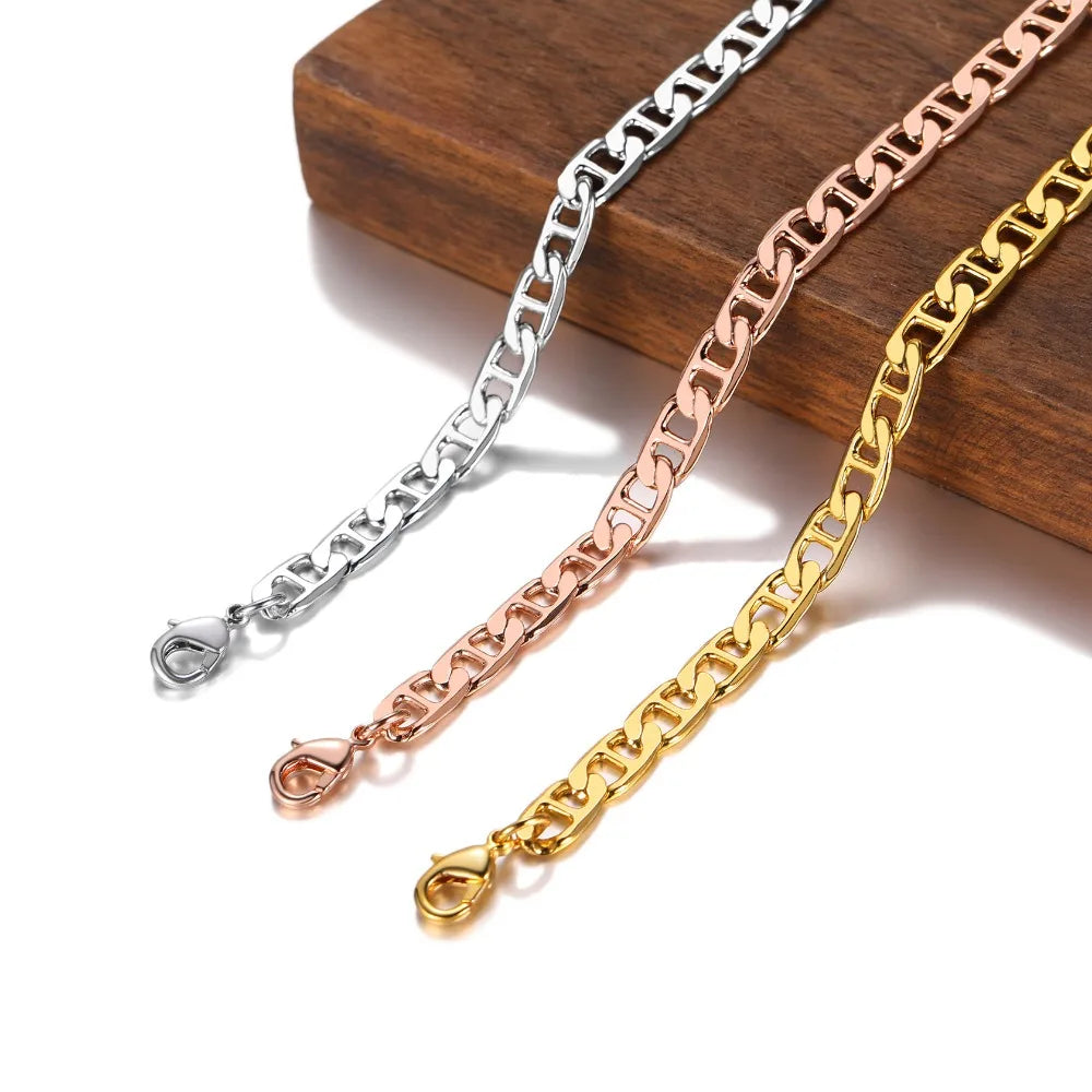Stainless Steel Multi-Style Anchor and Curb Chain Anklet