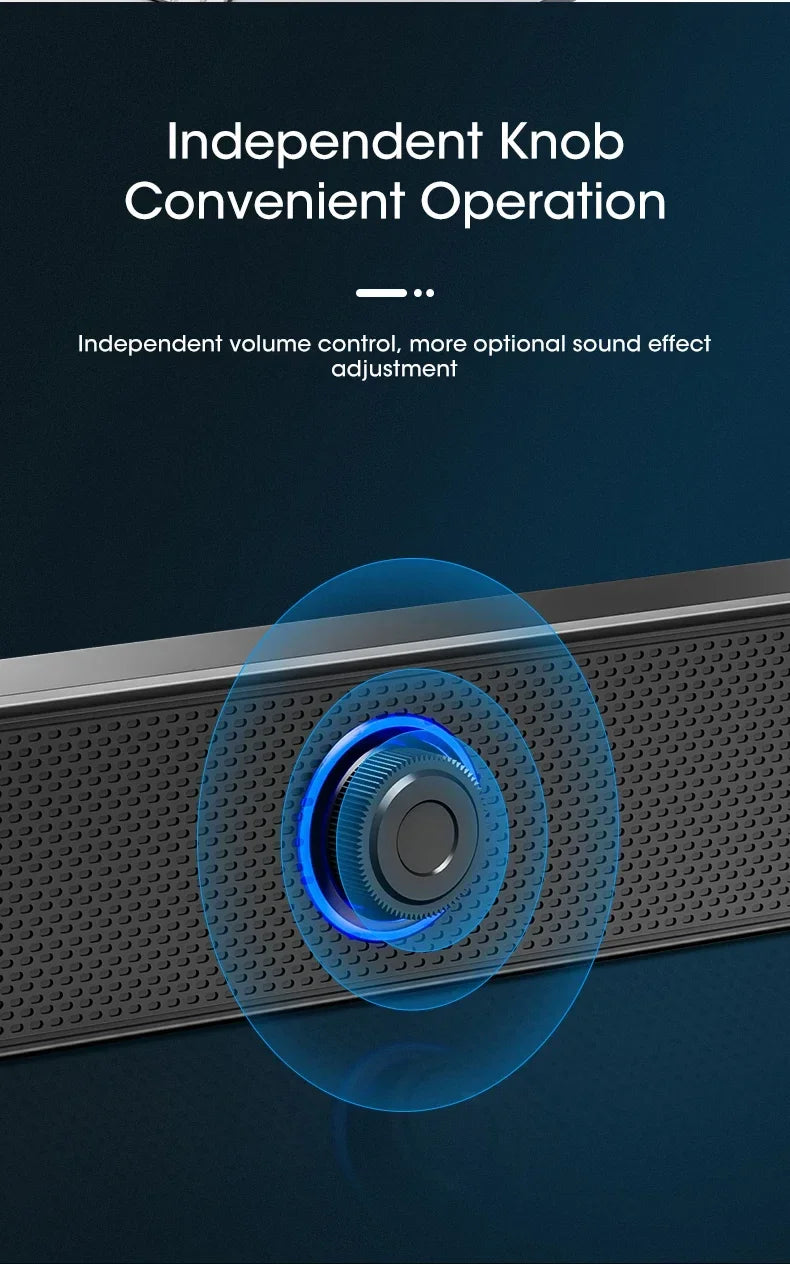 PC Soundbar Wired and Wireless Bluetooth Speaker USB Powered Soundbar for TV Pc Laptop Gaming Home Theater Surround Audio System