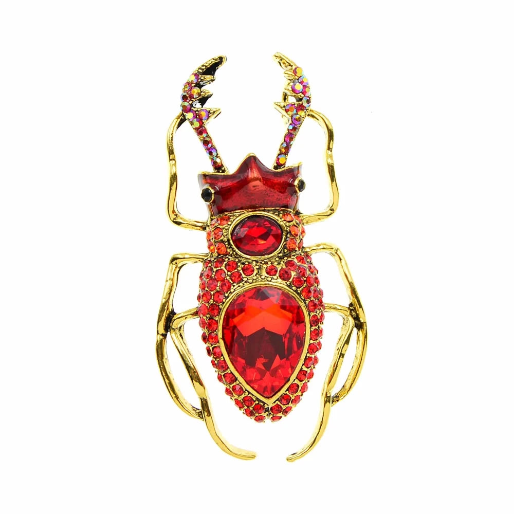 Exquisite Full Crystal Beetle Brooch Elegant Lady Insect Pin