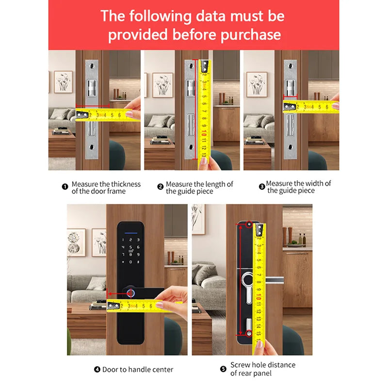 Tuya Smart Lock Wirelss With Fingerprint Password IC Card Unlock Support USB Emergency Charge Handle Direction Adjustable ﻿