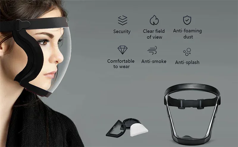 Protective Full Face Shield Mask Transparent Head Eyes Safety Cover Glasses Screen Visors Dustproof Wind Proof Anti-Fog Goggles