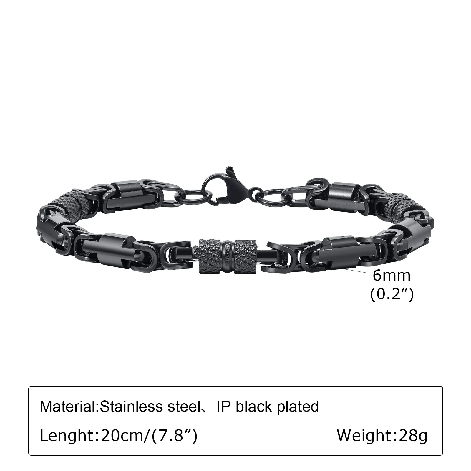 Pulseiras Bizantinas Punk para Homens e Rapazes, Pulseira de Elos de Aço Inoxidável Feita à Mão, Presentes de Joalharia Casuais Elegantes