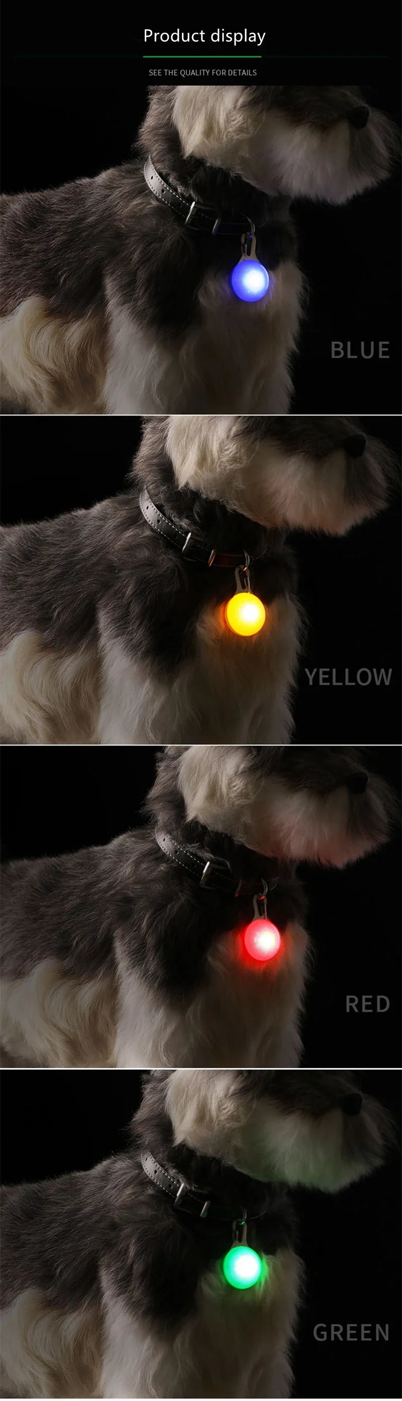 Rechargeable LED Pet Collar / Sports Pendant for Night Safety Visibility