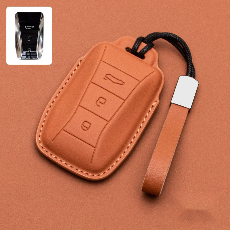 Leather for Lotus EMIRA 2023-2024 3 Button Car Key Case ICAR Remote Key Cover Fob Keychain Accessories