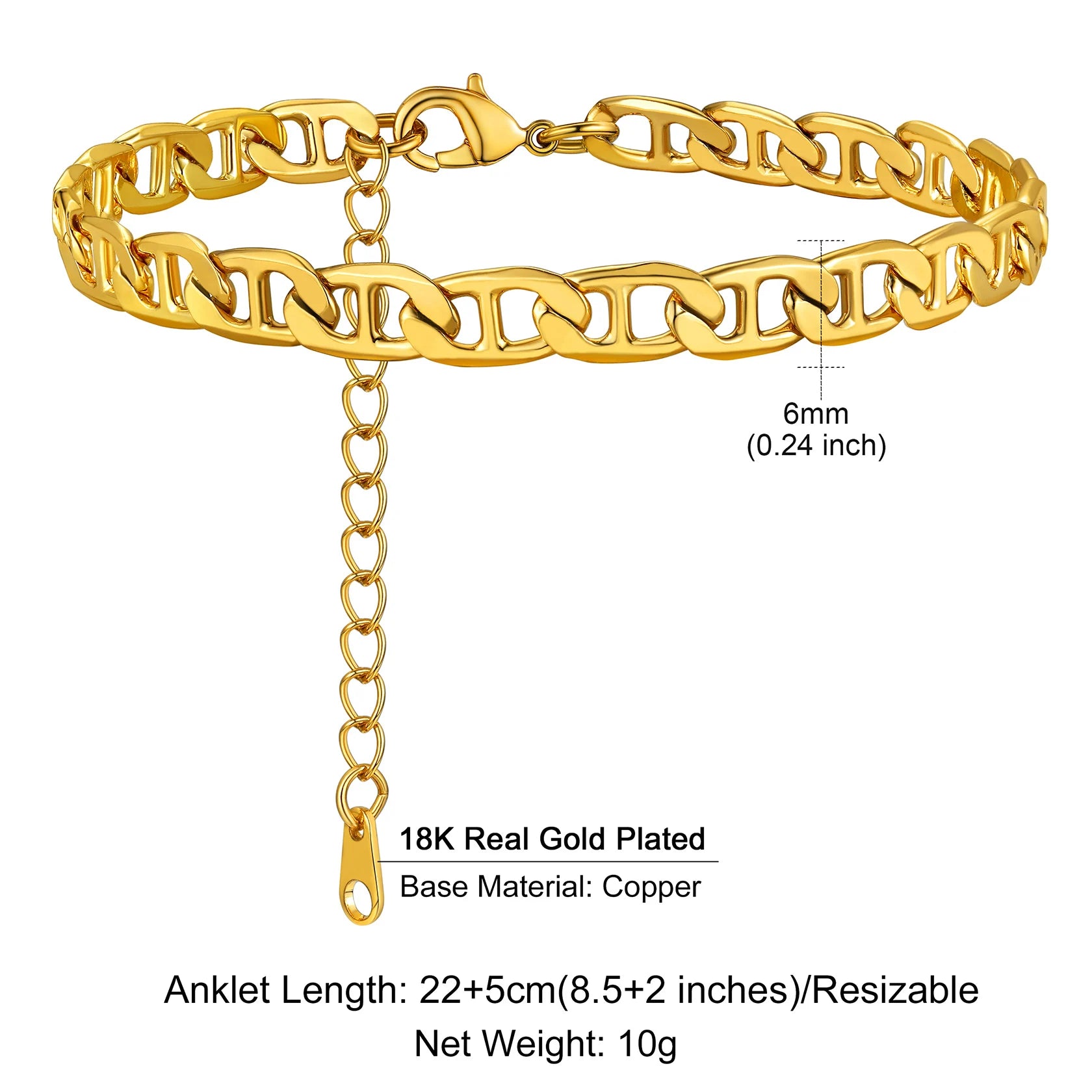 Stainless Steel Multi-Style Anchor and Curb Chain Anklet