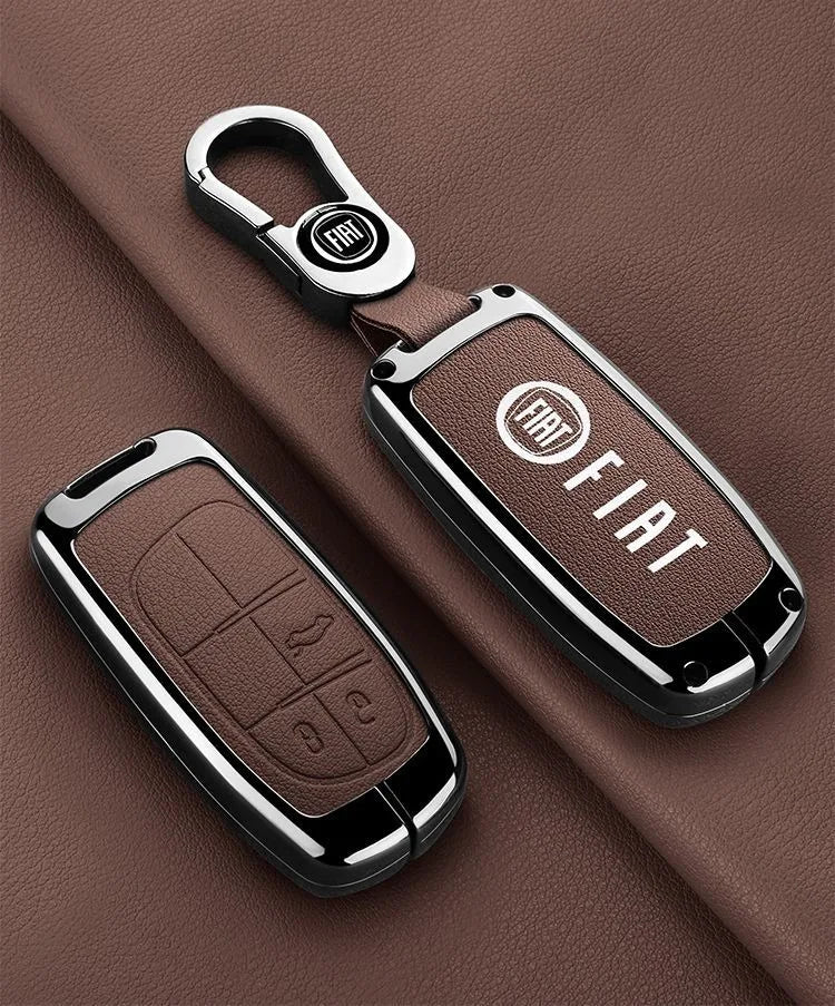 Leather Car Remote Key Case Cover Shell Protector for Fiat Ducato 500 500L Panda Grande Punto Lancia Musa Keychain Accessories