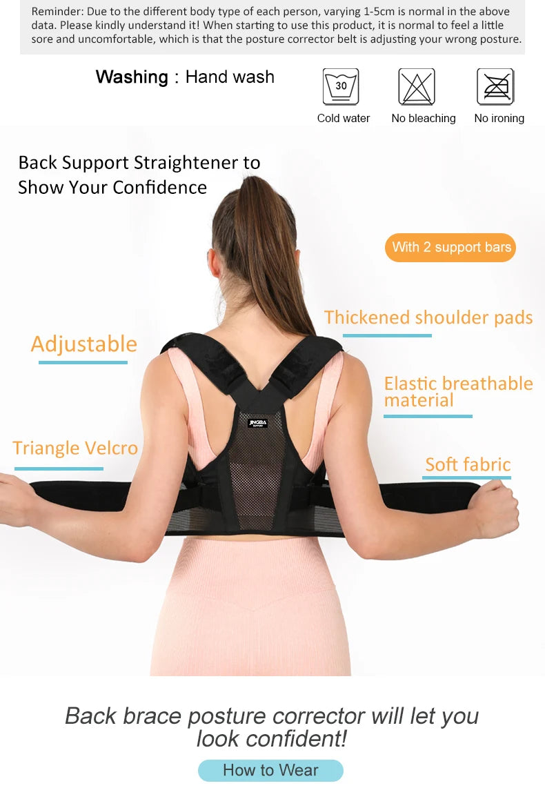 Fully Adjustable Straightener Upper Spine Support Men Women BackBack Brace Posture Corrector